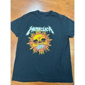 Metallica Graphic T Shirt Mens L Black Pushead Sun Skull Band Tee